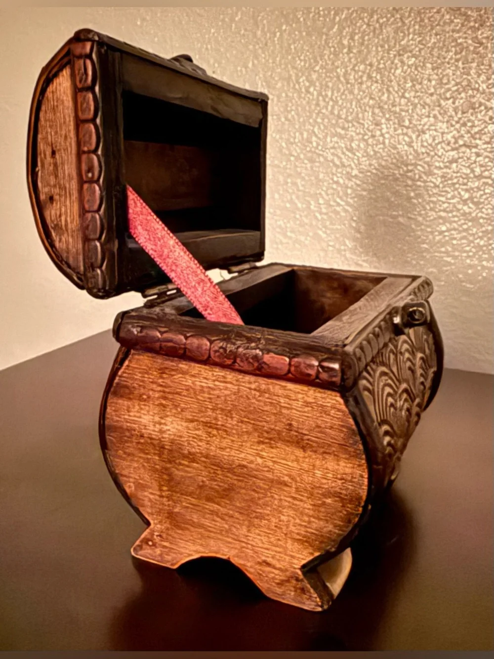 Vintage Style Embossed Treasure Chest Trinket Box | Rustic Decor Storage